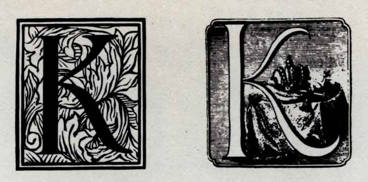 Инициалы из книг: «Генеральные сигналы...». Спб., 1716 (слева); «Коронация Елисаветы...». Спб., 1744 (справа)